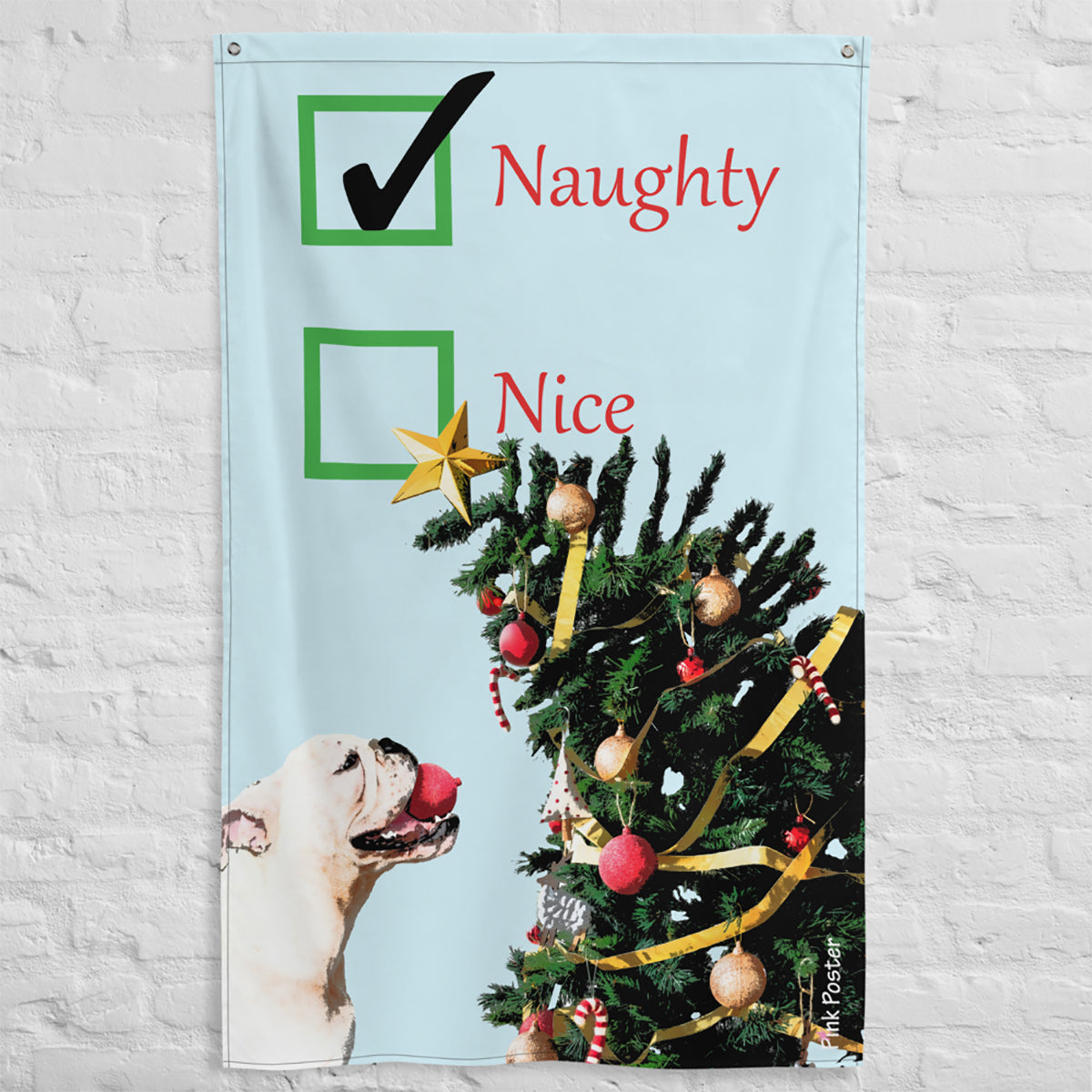 fun dog pop art printed on decorative flag