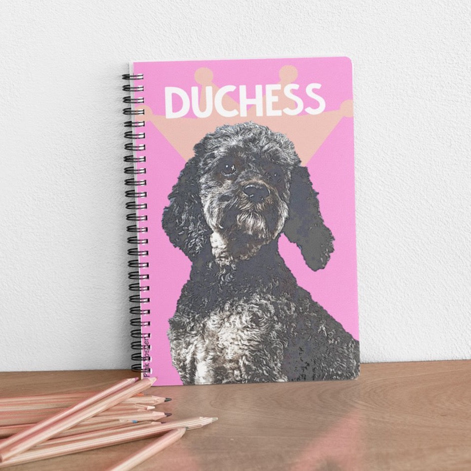 Pink Poster custom spiral bullet journal notebook with pop art of dog
