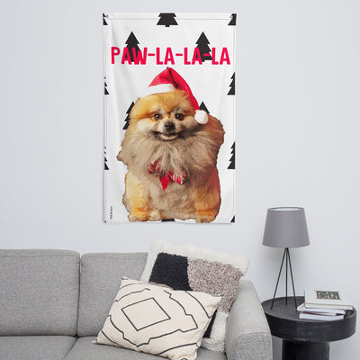 Decorative flag with dog pop art printed on it for the holiday season