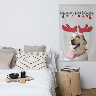 dog pop art printed on decorative flag for the holidays