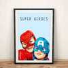 Custom framed kids poster of two boys with superheroes costumes