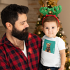 Toddler wearing custom t-shirt for Christmas and dog art on it